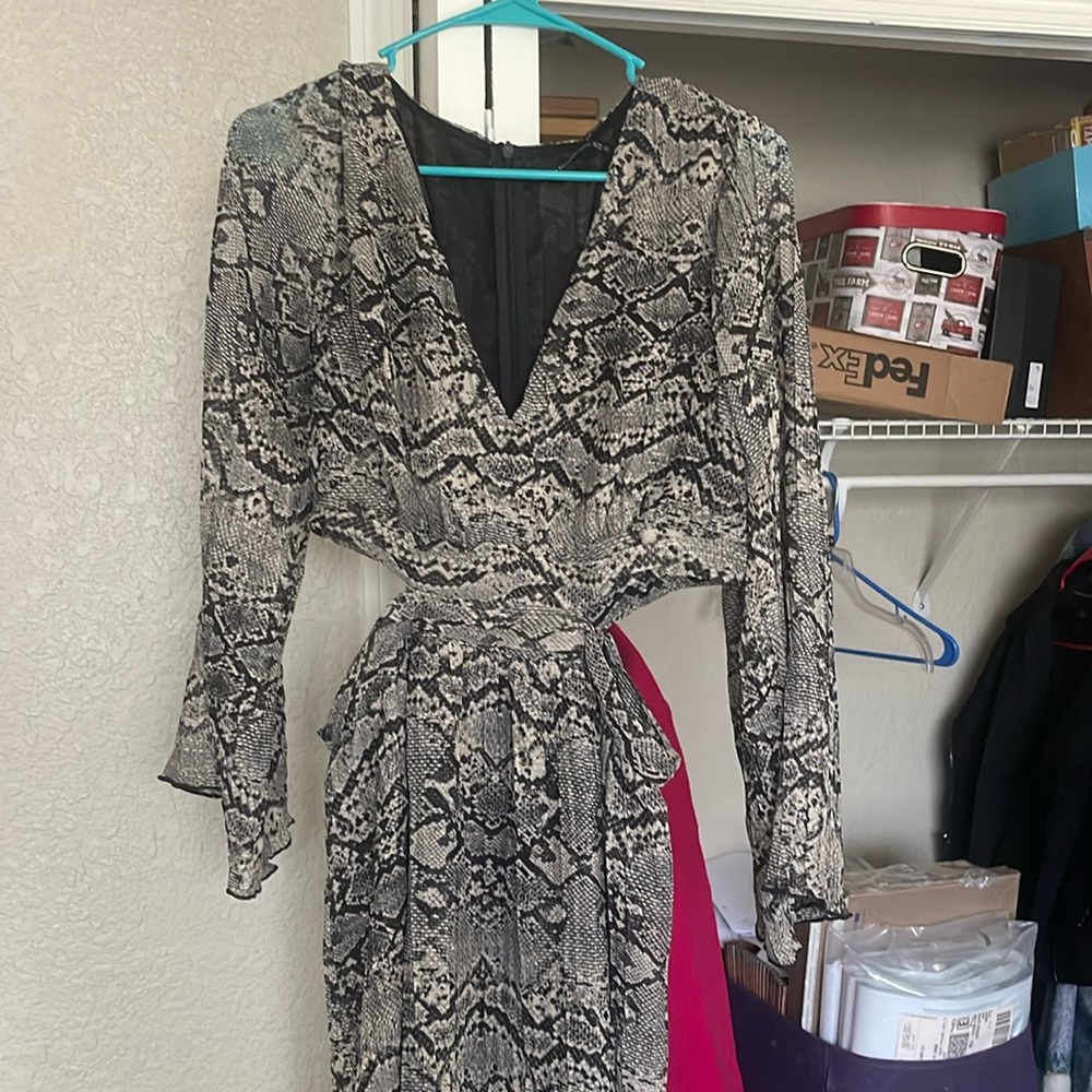 Snake print cut out dress